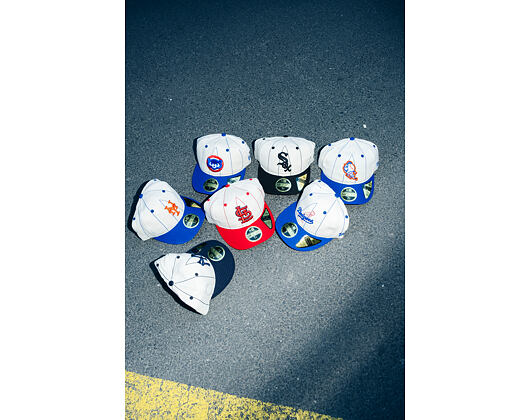 Kšiltovka New Era - MLB Retro Linen Pinstripe 59FIFTY Retro Crown - NY Mets - Mr. Met - Off White