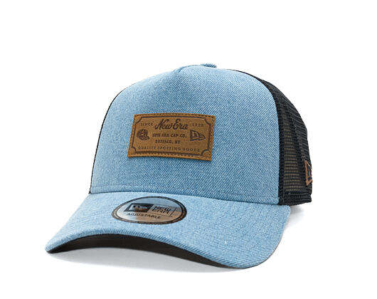 Kšiltovka New Era - Branded Denim Leather Patch 9FORTY A-Frame Trucker - Navy