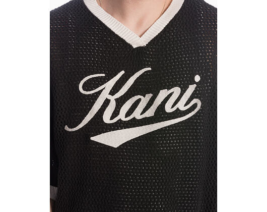 Triko Karl Kani - Cursive Varsity Crochet Boxy T-Shirt - Black