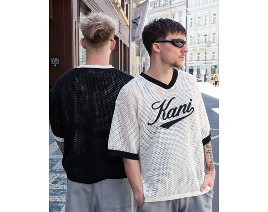 Triko Karl Kani - Cursive Varsity Crochet Boxy T-Shirt - White