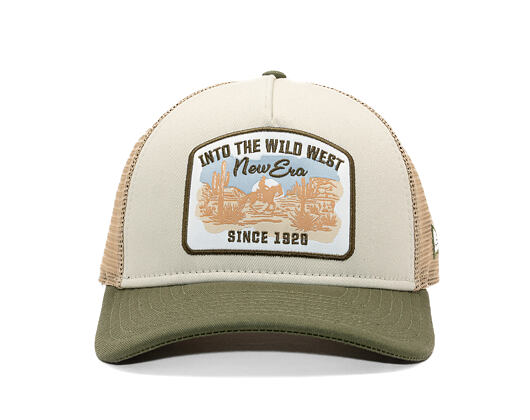 Kšiltovka New Era - Branded Wild West Patch 9FORTY M-CROWN A-Frame Trucker - New Olive / Stone