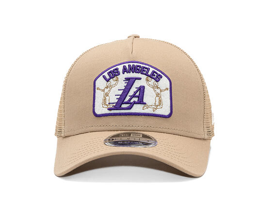 Kšiltovka New Era - NBA Felt Patch 9FORTY M-CROWN A-Frame Trucker - LA Lakers - Camel