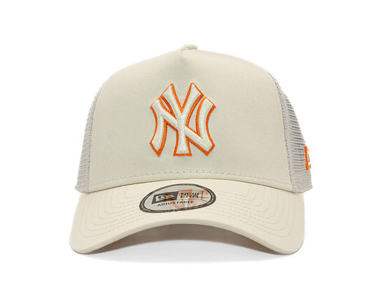 Kšiltovka New Era - MLB Outline 9FORTY A-Frame Trucker - NY Yankees - Cream / Orange