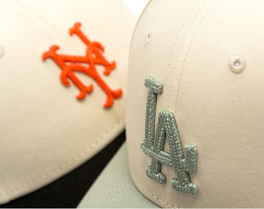 Kšiltovka New Era - MLB Side Script 9FORTY M-CROWN - LA Dodgers - Cream / Pastel Green