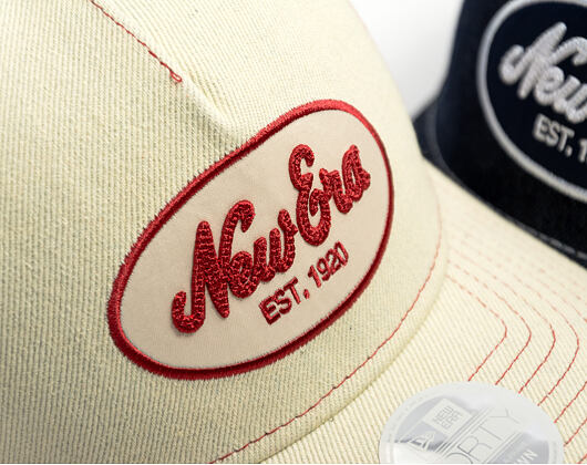 Dámská Kšiltovka New Era - Branded Denim Oval Logo 9FORTY M-CROWN A-Frame Trucker - Cream