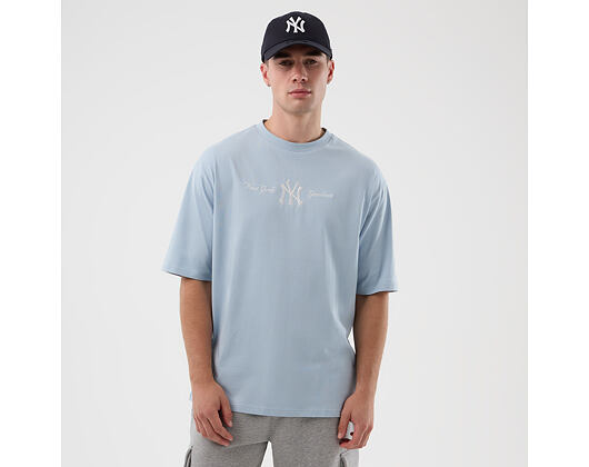 Triko New Era - MLB Script Oversized Tee - NY Yankees - Sky Blue