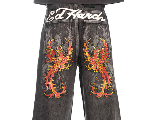 Kalhoty Ed Hardy - Embroidered Angel Xxtra Fit Jeans - Distressed Black Wash