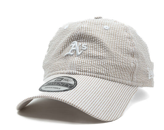 Kšiltovka New Era - MLB Seersucker 9TWENTY - Oakland Athletics - Stone / White