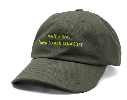 Kšiltovka 8by8 - Dadcap - "Wait a sec, I need to ask chatGPT" - Army/ Volt Yellow