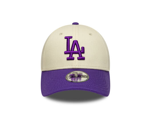 Dětská Kšiltovka New Era - MLB League Essential 9FORTY - LA Dodgers - Cream / Purple