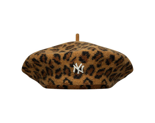 Dámský Baret New Era - MLB Leopard Beret - NY Yankees - Stone / Black