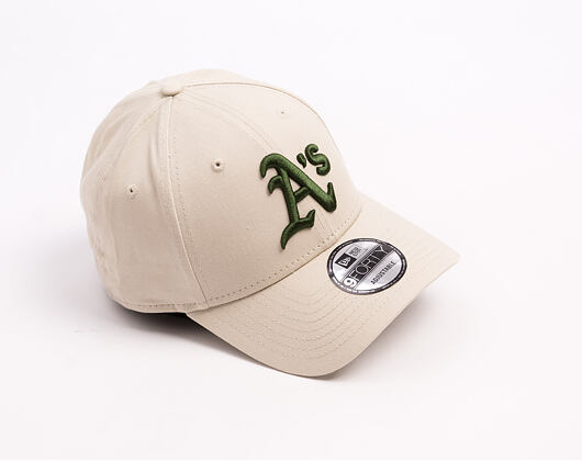 Kšiltovka New Era - MLB League Essential 9FORTY - Oakland Athletics - Stone / Dark Green