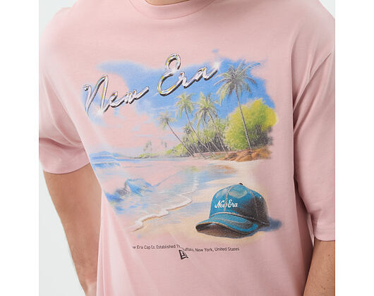 Triko New Era - Branded Beach Graphic Oversized Tee - Pink Rouge