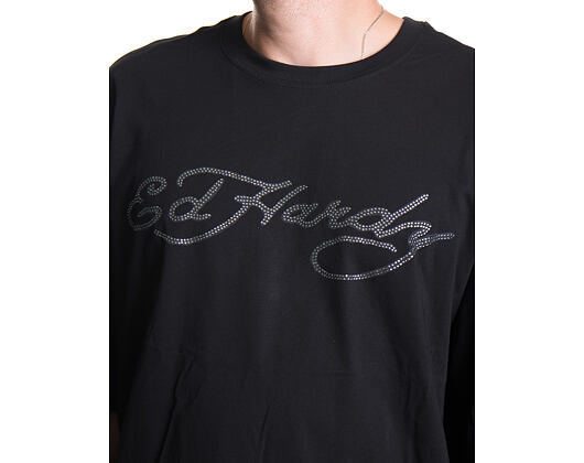 Triko Ed Hardy - Mens Skull Flame Diamante Relaxed Tshirt - Black