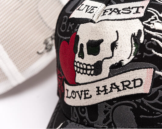 Kšiltovka Ed Hardy - Unisex Live Fast Love Hard 5 Panel Trucker Cap - Black