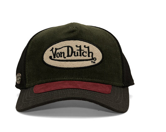 Kšiltovka Von Dutch - Corduroy Oval Patch Baseball - Olive / Burgundy