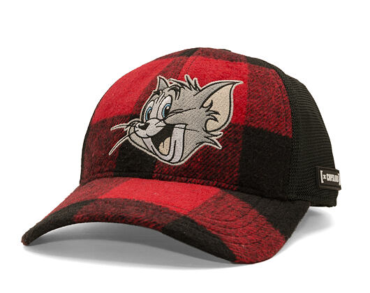 Kšiltovka Capslab - Tom & Jerry Trucker - Tom Grin Buffalo Check - Red / Black