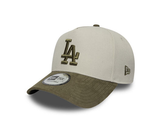 Kšiltovka New Era - MLB Suede Visor 9FORTY A-Frame - LA Dodgers - Stone / New Olive