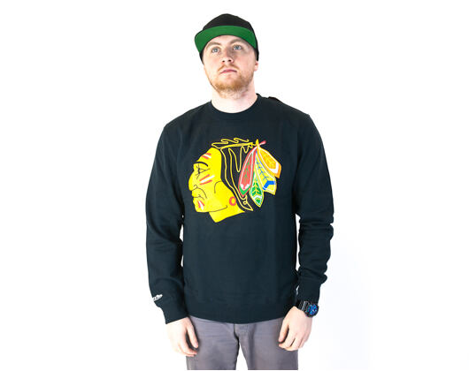Mikina Mitchell & Ness Chicago Blackhawks Team Logo Crewneck Black
