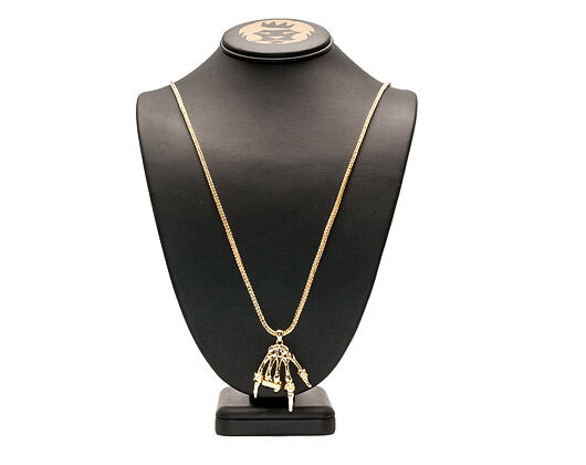 Pozlacený Řetízek na krk King Ice Skeleton Hand Rock Star