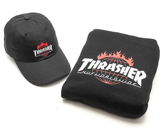 Mikina S Kapucí HUF Thrasher Tour De Stoops Black