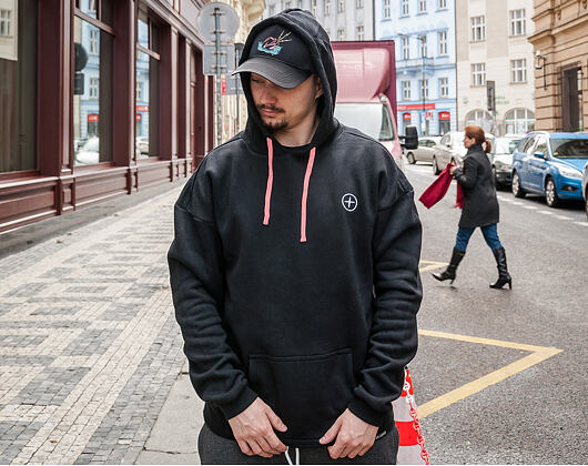 Mikina S Kapucí Pink Dolphin Drop Sleeve Hoodie Black