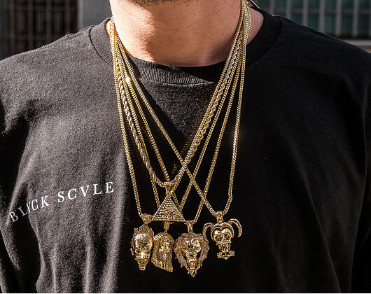 Pozlacený Řetízek na krk King Ice The 14K Gold Faceted Lion from Fox´s Empire