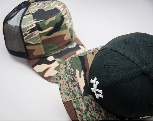 Kšiltovka New Era Patchwork Camo Trucker 9FORTY Woodland Camo Snapback