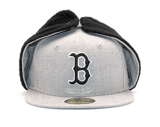 Kšiltovka S Klapkami New Era Premium Dog Ear Boston Red Sox 59FIFTY Heather Grey/Black