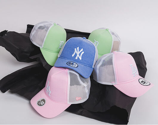 Dámská Kšiltovka New Era Oxford A Frame Trucker Los Angeles Dodgers 9FORTY Pink/White Snapback