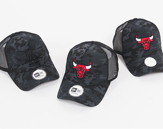 Dámská Kšiltovka New Era Camo Team Aframe Trucker Chicago Bulls 9FORTY Black Camo Snapback