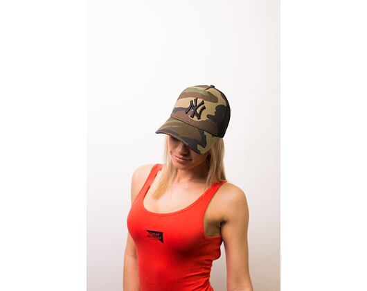 Dámská Kšiltovka New Era Camo Team Aframe Trucker New York Yankees 9FORTY Woodland Camo Snapback