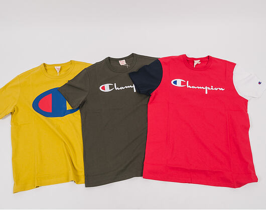 Triko Champion Crewneck T-Shirt Logo Print Red