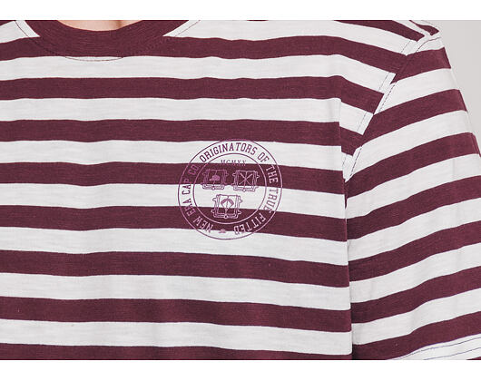 Triko New Era Ne College Pack Stripped Tee Maroon/White
