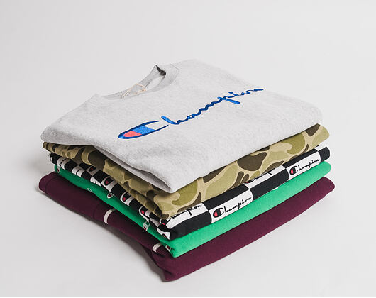 Mikina Champion Checkerboard Logo Crewneck Sweatshirt Black/White