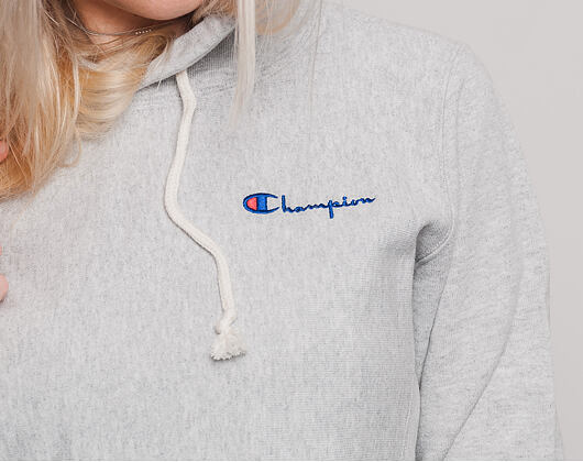Dámská Mikina S Kapucí Champion Classic Mini Logo Chest Embroidered Grey