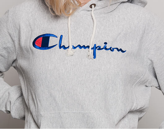 Dámská Mikina S Kapucí Champion Classic Logo Embroidered Grey