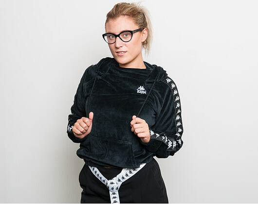 Dámská Velurová Mikina s Kapucí Kappa Authentic Asper Black/White