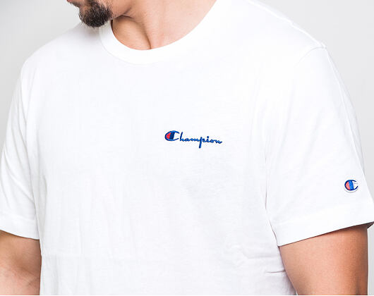 Triko Champion Crewneck T-Shirt Classic Logo Small Text White