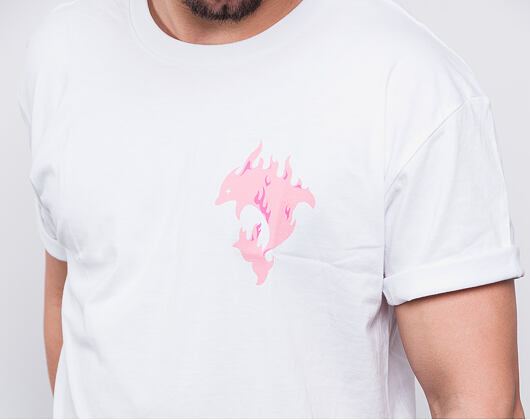 Triko Pink Dolphin Aqua Flame Tee White