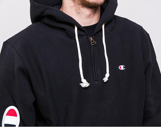 Mikina Champion Hooded Half Zip Sweatshirt Brushed Fleece Black