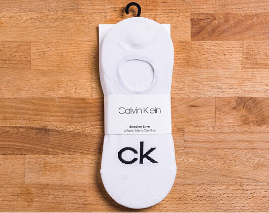 Ponožky Calvin Klein Logo Liner White 3 Pack ECA343-10