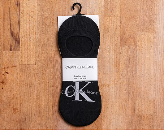 Ponožky Calvin Klein Retro Logo Liner Black/White ECG223-148