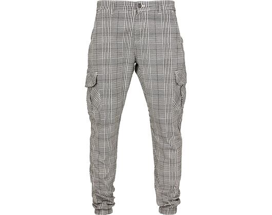 Kalhoty Urban Classic TB3138 AOP Glencheck Cargo Jog Pants White/Black