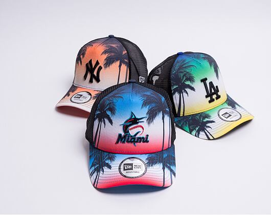 Kšiltovka New Era 9FORTY Trucker MLB Summer City Miami Marlins Snapback Black