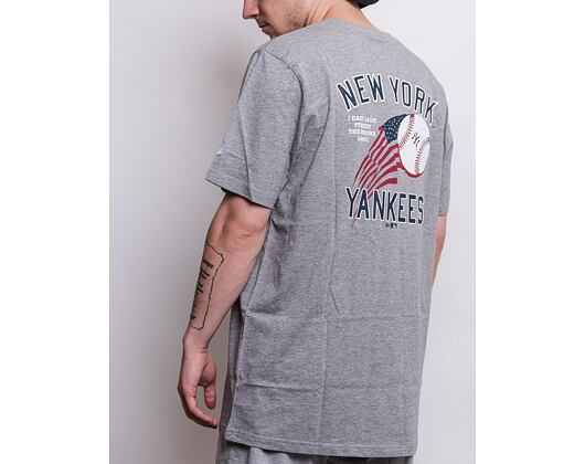 Triko New Era MLB Baseball Graphic Tee New York Yankees Light Grey Heather