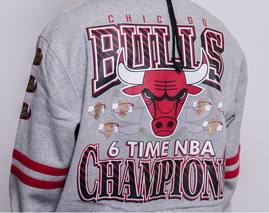 Mikina Mitchell & Ness All Over Print Fleece Crew Chicago Bulls Grey Heather