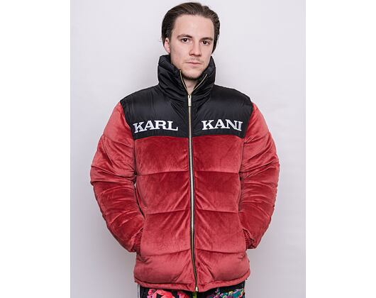 Bunda Karl Kani KK Retro Velvet Block Puffer Jacket Dark Red/ Black