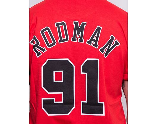 Triko Mitchell & Ness Chicago Bulls Dennis Rodman Name & Number Tee Red