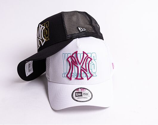 Kšiltovka New Era 9FORTY A-Frame Trucker MLB Logo Overlay New York Yankees Snapback Optic White